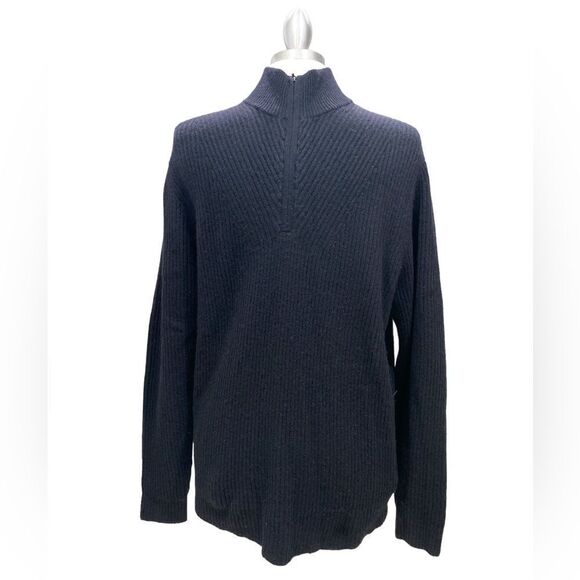 No label jet black knit no fabric content possibly cotton mock turtleneck - Picture 1 of 2